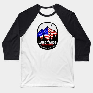 Lake Tahoe California Desolation Wilderness Skiing Mountains Ski Patriotic Baseball T-Shirt